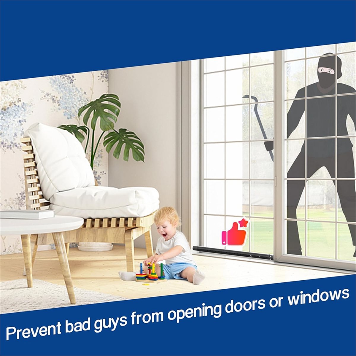 Window Lock Bar - A20I Schuifdeurbeveiligingsbeugel 17-50 inch verstelbaar met